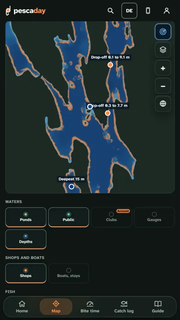 Pescaday auf dem Handy: Karte mit Tiefen und Kanten