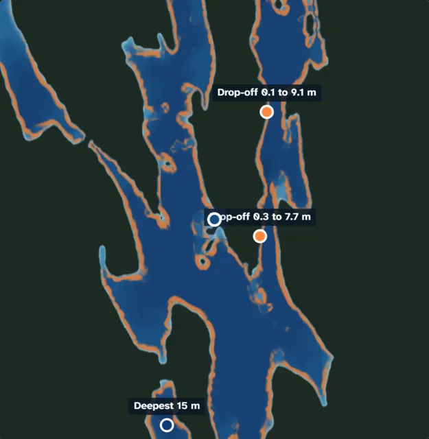 Tiefenkarte mit Kanten: Candlewood Lake, Connecticut (Daten: Connecticut DEEP, CC0)